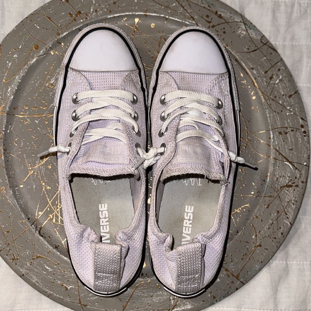 Converse 7 Women’s White Textured Canvas Slip On Lace up Skateboard Shoes Sneaks - Picture 13 of 15